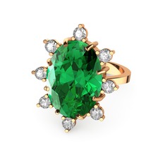 Padma Yüzük - Yeşil kuvars ve pırlanta 925 ayar rose altın kaplama gümüş yüzük (0.88 karat) #1rki3eb