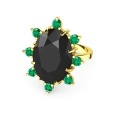 Padma Yüzük - Siyah zirkon ve yeşil kuvars 925 ayar altın kaplama gümüş yüzük #1u1j8vg