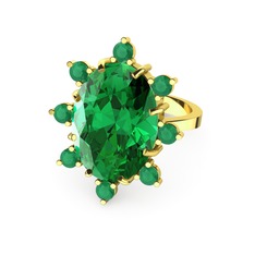 Padma Yüzük - Yeşil kuvars ve kök zümrüt 18 ayar altın yüzük #1wscsau