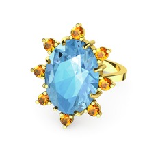 Padma Yüzük - Akuamarin ve sitrin 14 ayar altın yüzük #1yrn9dk