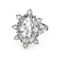 Swarovski ve pırlanta 8 ayar beyaz altın yüzük (0.88 karat)