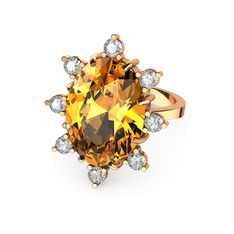 Padma Yüzük - Sitrin ve swarovski 925 ayar rose altın kaplama gümüş yüzük #5zs5jm