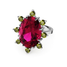 Padma Yüzük - Rodolit garnet ve peridot 18 ayar beyaz altın yüzük #7rwyi0