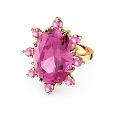 Padma Yüzük - Pembe kuvars 8 ayar rose altın yüzük #8p3kr7