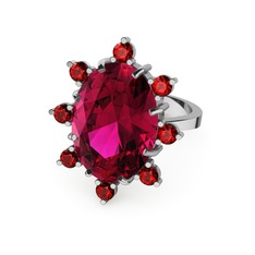 Rodolit garnet ve garnet 14 ayar beyaz altın yüzük
