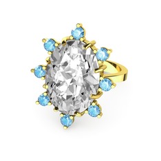 Padma Yüzük - Swarovski ve akuamarin 18 ayar altın yüzük #9w2jby