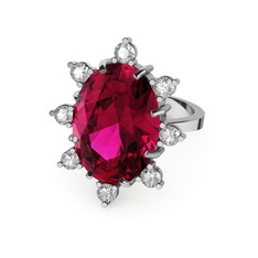 Rodolit garnet ve pırlanta 925 ayar gümüş yüzük (0.88 karat)