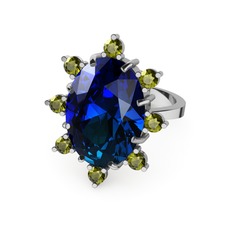 Padma Yüzük - Lab safir ve peridot 8 ayar beyaz altın yüzük #aysblh