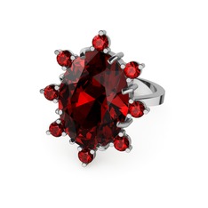 Garnet 14 ayar beyaz altın yüzük