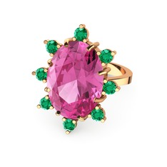 Padma Yüzük - Pembe kuvars ve yeşil kuvars 14 ayar rose altın yüzük #crwruq