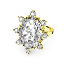 Padma Yüzük - Swarovski ve beyaz zirkon 14 ayar altın yüzük #dc0dve