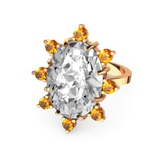 Padma Yüzük - Swarovski ve sitrin 8 ayar rose altın yüzük #e9dm9b