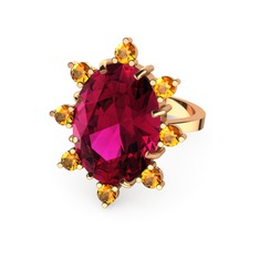 Padma Yüzük - Rodolit garnet ve sitrin 18 ayar rose altın yüzük #em61ye