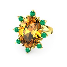 Padma Yüzük - Sitrin ve yeşil kuvars 925 ayar altın kaplama gümüş yüzük #h7vpcd