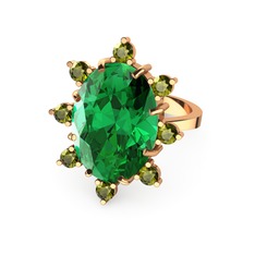 Padma Yüzük - Yeşil kuvars ve peridot 14 ayar rose altın yüzük #hlrqg4