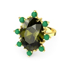 Padma Yüzük - Peridot ve kök zümrüt 18 ayar altın yüzük #j05yth