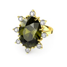 Padma Yüzük - Peridot ve pırlanta 14 ayar altın yüzük (0.88 karat) #jkllrz