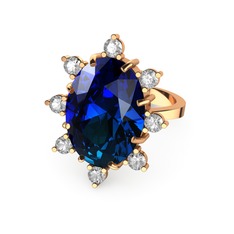 Padma Yüzük - Lab safir ve swarovski 8 ayar rose altın yüzük #kaze48