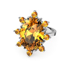 Padma Yüzük - Sitrin 14 ayar beyaz altın yüzük #kkm9ve