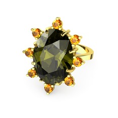 Padma Yüzük - Peridot ve sitrin 14 ayar altın yüzük #odd9sx