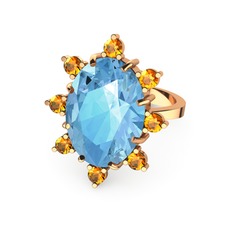 Padma Yüzük - Akuamarin ve sitrin 925 ayar rose altın kaplama gümüş yüzük #q5jd1v