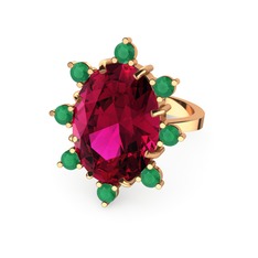 Padma Yüzük - Rodolit garnet ve kök zümrüt 8 ayar rose altın yüzük #qbgbl2