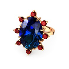 Lab safir ve garnet 14 ayar rose altın yüzük