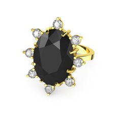 Padma Yüzük - Siyah zirkon ve swarovski 8 ayar altın yüzük #rnvi2p