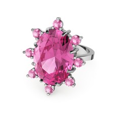 Padma Yüzük - Pembe kuvars 8 ayar beyaz altın yüzük #syjoed