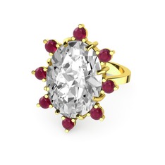 Padma Yüzük - Swarovski ve kök yakut 8 ayar altın yüzük #tyr8mr