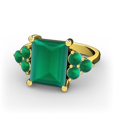 Areli Dikdörtgen Yüzük - Kök zümrüt 8 ayar altın yüzük #100vd9f