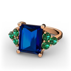 Areli Dikdörtgen Yüzük - Lab safir ve yeşil kuvars 14 ayar rose altın yüzük #14r335q