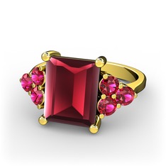 Kök yakut ve rodolit garnet 14 ayar altın yüzük