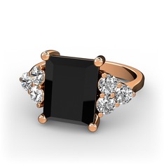 Siyah zirkon ve swarovski 925 ayar rose altın kaplama gümüş yüzük