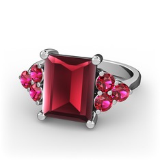 Areli Dikdörtgen Yüzük - Kök yakut ve rodolit garnet 18 ayar beyaz altın yüzük #1hffxe0