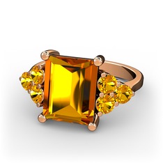 Areli Dikdörtgen Yüzük - Sitrin 925 ayar rose altın kaplama gümüş yüzük #1hm8j6n