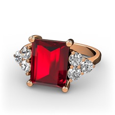 Areli Dikdörtgen Yüzük - Garnet ve pırlanta 18 ayar rose altın yüzük (0.48 karat) #1iggx88