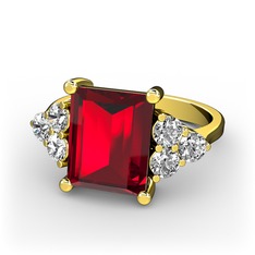 Garnet ve swarovski 14 ayar altın yüzük