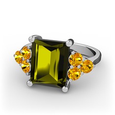 Peridot ve sitrin 925 ayar gümüş yüzük