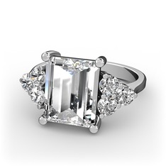 Swarovski ve pırlanta 8 ayar beyaz altın yüzük (0.48 karat)