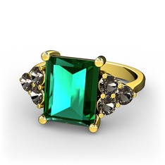 Areli Dikdörtgen Yüzük - Yeşil kuvars ve dumanlı kuvars 18 ayar altın yüzük #1nqet2j