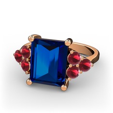 Areli Dikdörtgen Yüzük - Lab safir ve kök yakut 8 ayar rose altın yüzük #1q6oi68