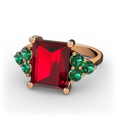 Garnet ve yeşil kuvars 925 ayar rose altın kaplama gümüş yüzük