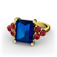 Areli Dikdörtgen Yüzük - Lab safir ve garnet 14 ayar altın yüzük #1radhos