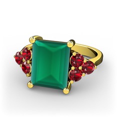 Areli Dikdörtgen Yüzük - Kök zümrüt ve garnet 14 ayar altın yüzük #1s7wrna