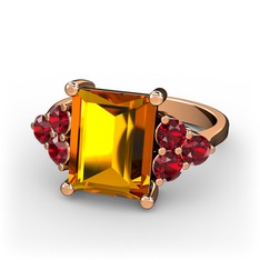 Sitrin ve garnet 18 ayar rose altın yüzük