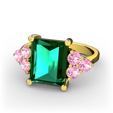 Yeşil kuvars ve pembe kuvars 18 ayar altın yüzük