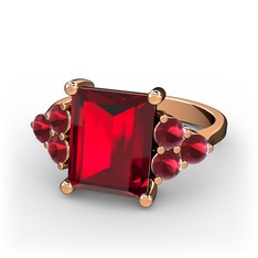 Garnet ve kök yakut 925 ayar rose altın kaplama gümüş yüzük