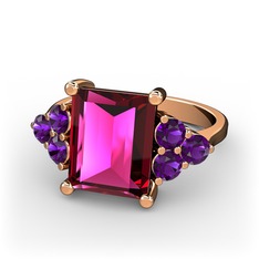 Rodolit garnet ve ametist 14 ayar rose altın yüzük