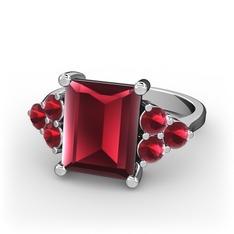 Areli Dikdörtgen Yüzük - Kök yakut 8 ayar beyaz altın yüzük #388xzm